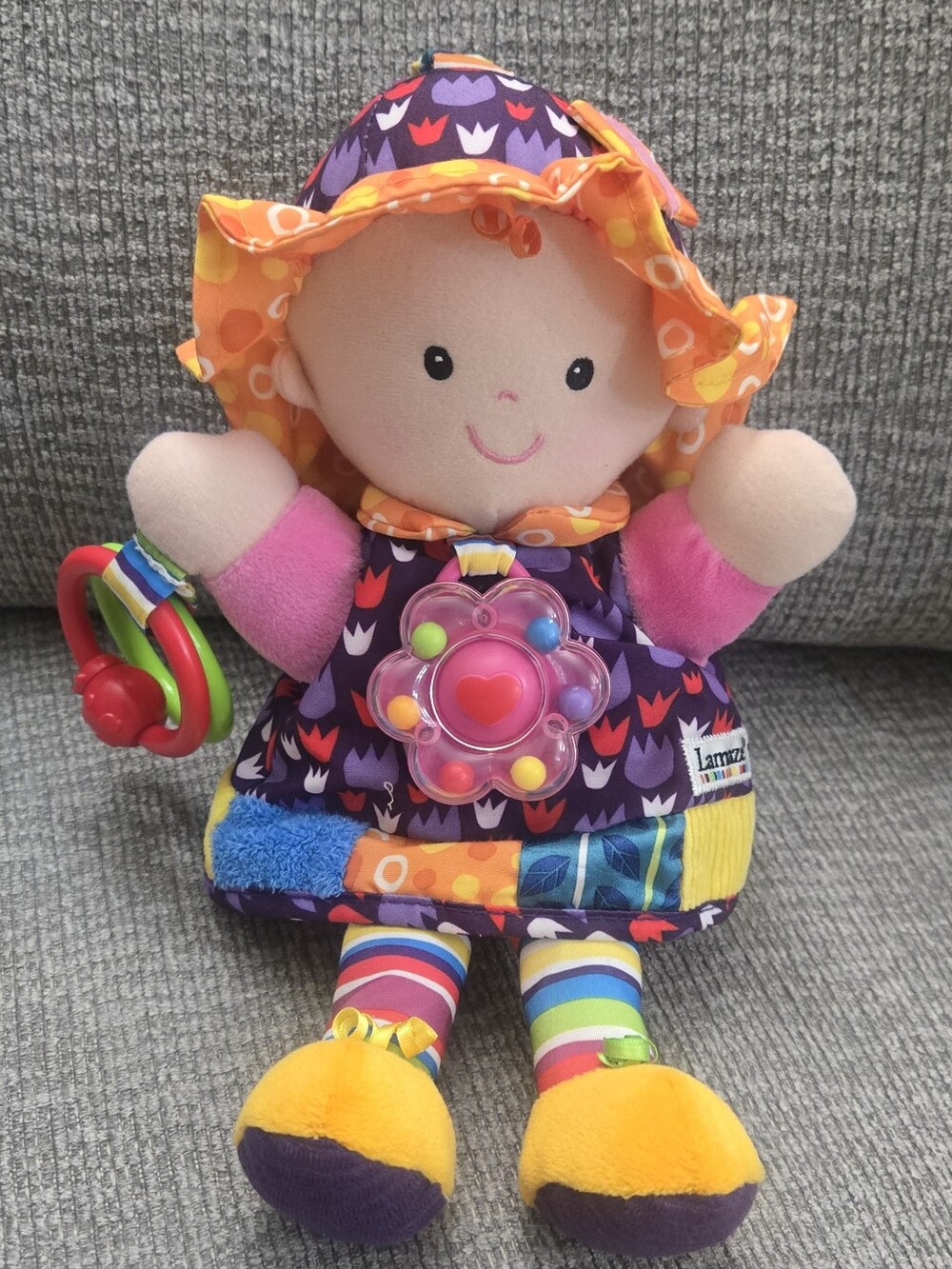 Lamaze Clip & Go My Friend 10" Plush Doll Rattle Crinkle Texture Sensory